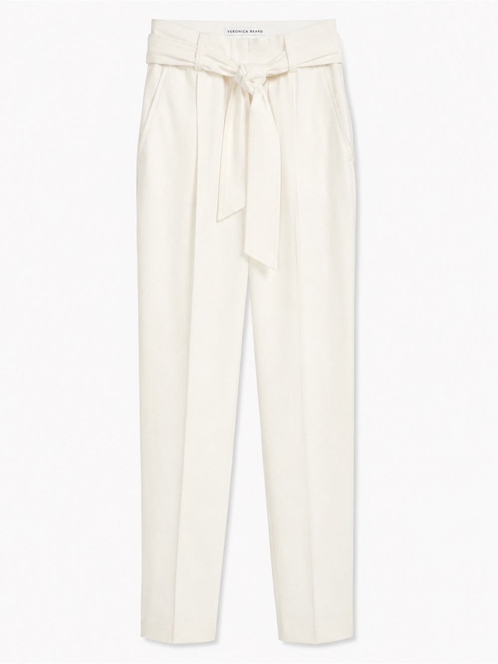 Veronica Beard Clerence White Linen Blend Tie Waist Tapered Pants NWT Size 4